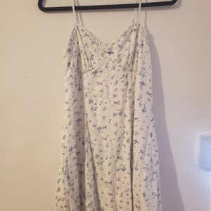 White and Blue Floral Mini Dress